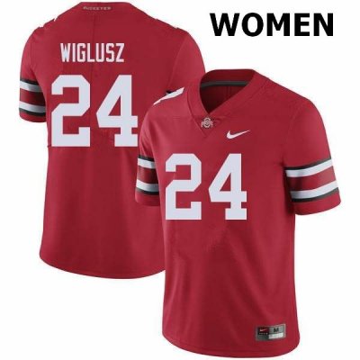 NCAA Ohio State Buckeyes Women's #24 Sam Wiglusz Red Nike Football College Jersey NHG8045GZ